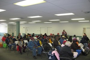 People listening to a presentation