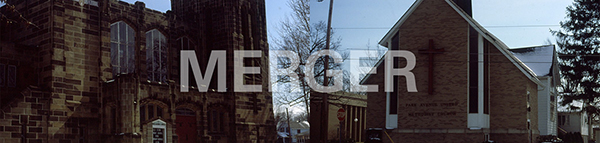 Two UM church photos with merger overlay