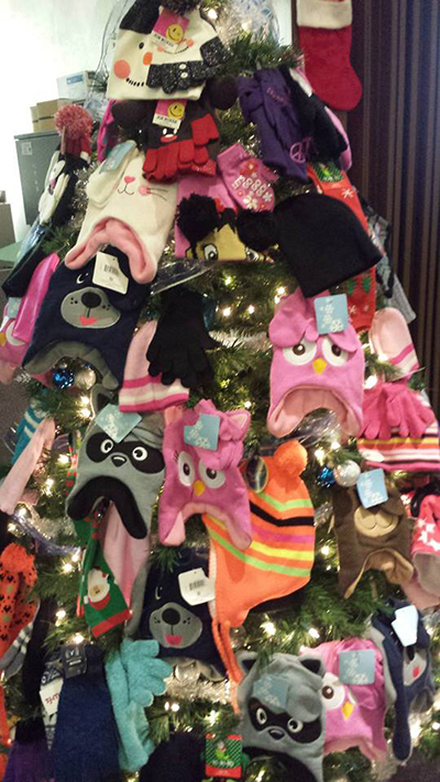 Christmas Tree foull of children's hats