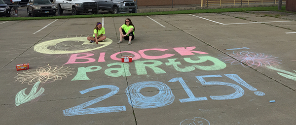 Block Party written in chalk