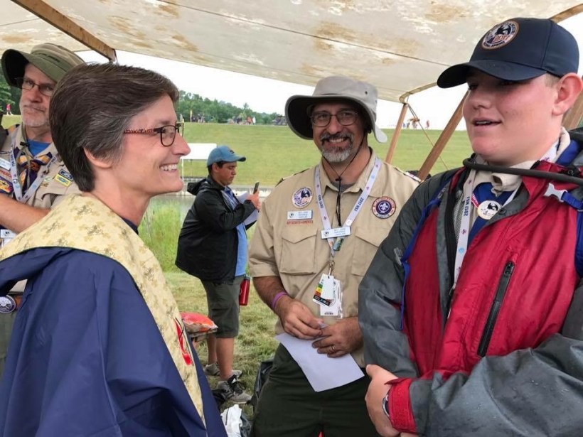 Bishop Steiner Ball, Rev. John Partridge, and Scouts