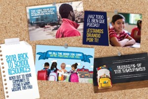 Flyers, postcards on a cork board