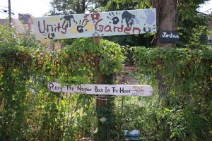 Unity garden signs in garden