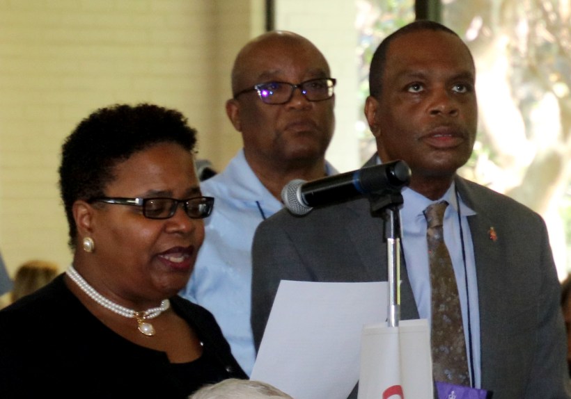 Bishops make statement at podium